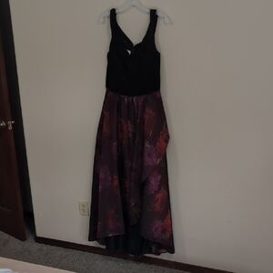 Oleg Cassini Black and Purple High Low Dress